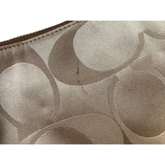 Y2K Coach Signature Shoulder Bag 13833 Tan "C" Canvas Red Leather Trim Hobo Logo - Picture 11 of 13